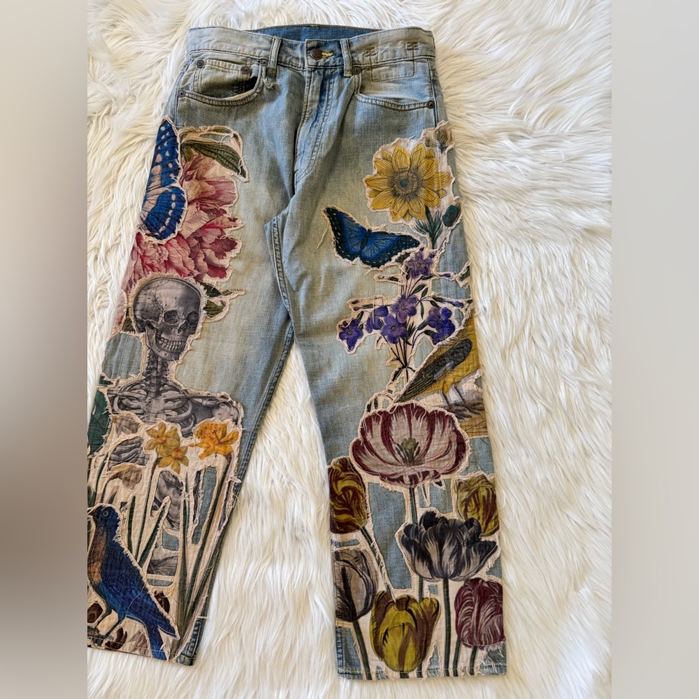 R13 Articulated Knee Cropped Denim Jeans 24 - Picture 3 of 9